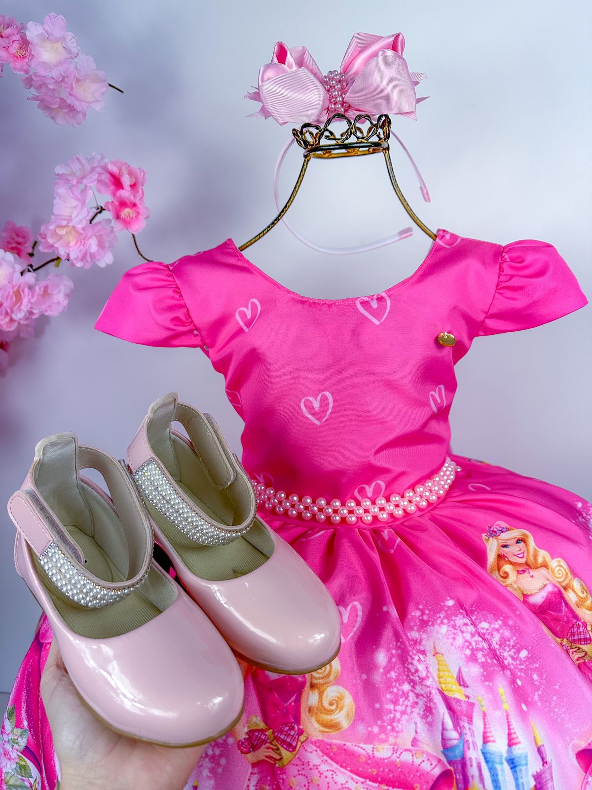Vestido Temático Barbie Pink Tam.GG (8-9 Anos) - PopKids Store Moda Infantil